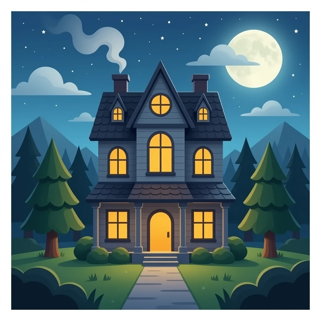 spooky halloween house with trees with white background emoji | AI ...