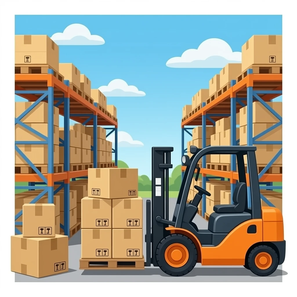 Warehouse boxes and forklift emoji
