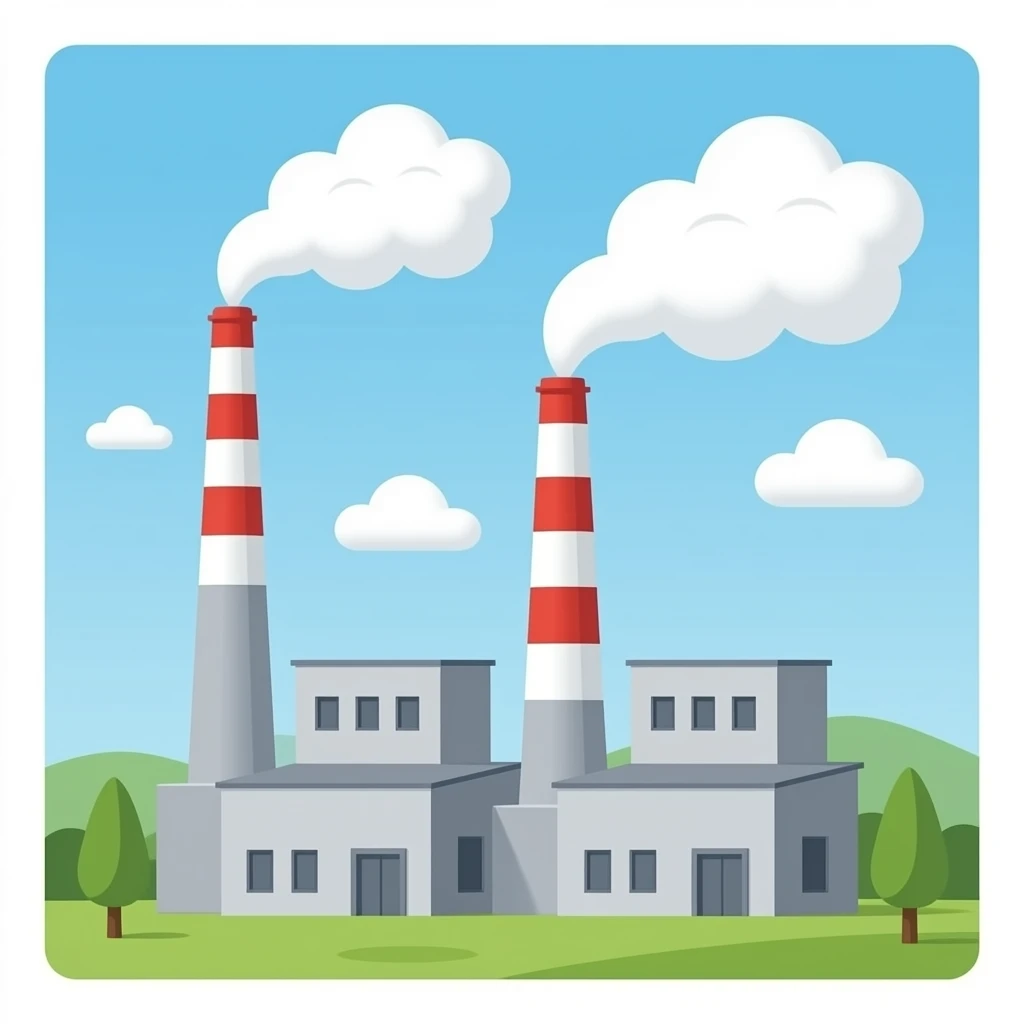 generate 2 large grey chimneys from a factory releasing c02 clouds emoji