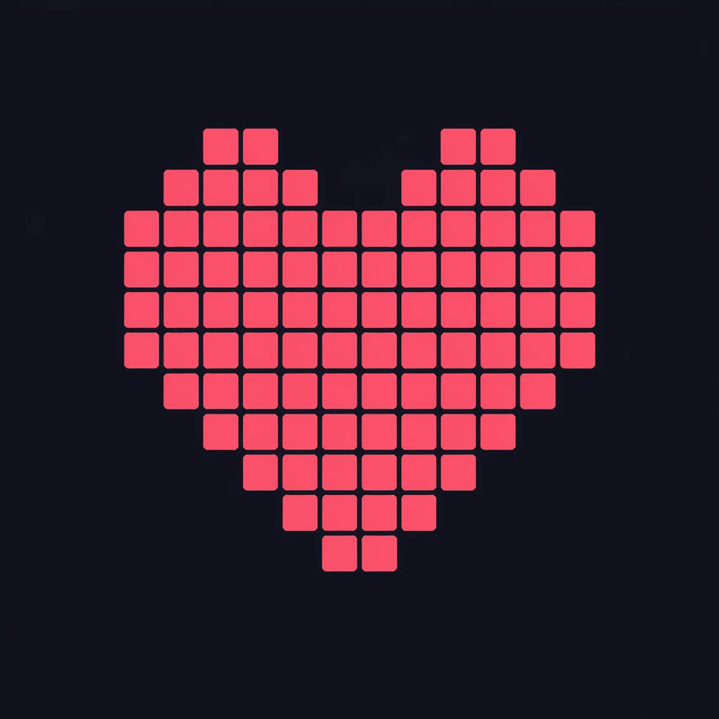 heart with a digital pixel grid emoji
