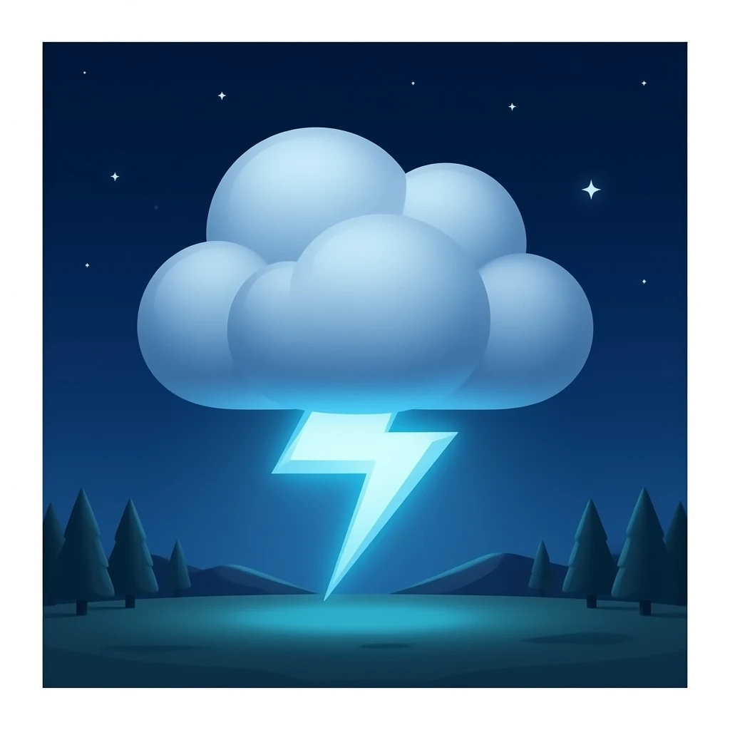 single thunder cloud blue light emoji