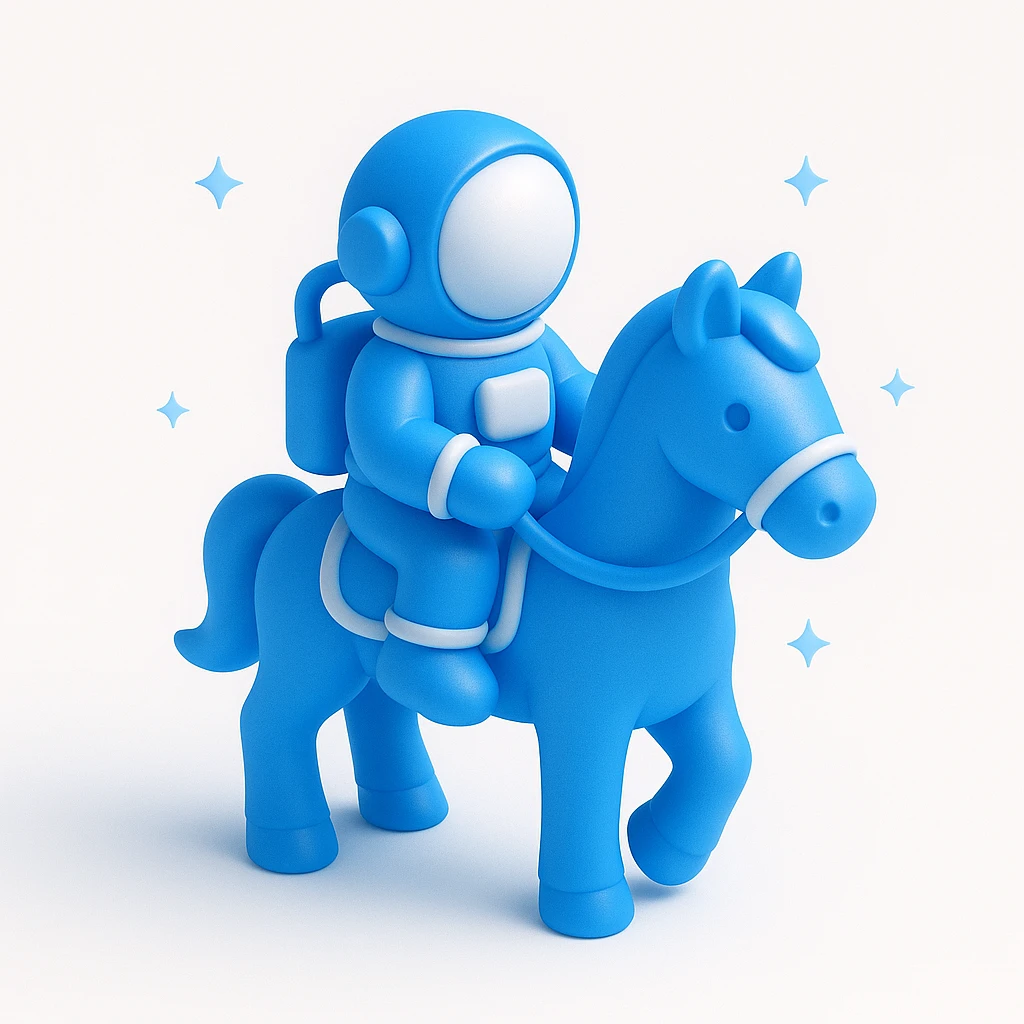 astronaut on horseback with stars in background emoji