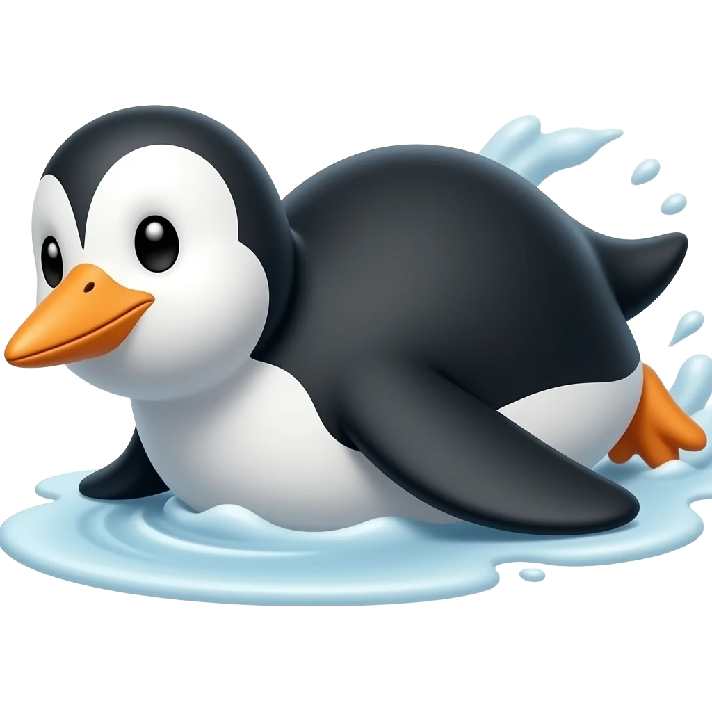 Penguin with White face belly silde emoji