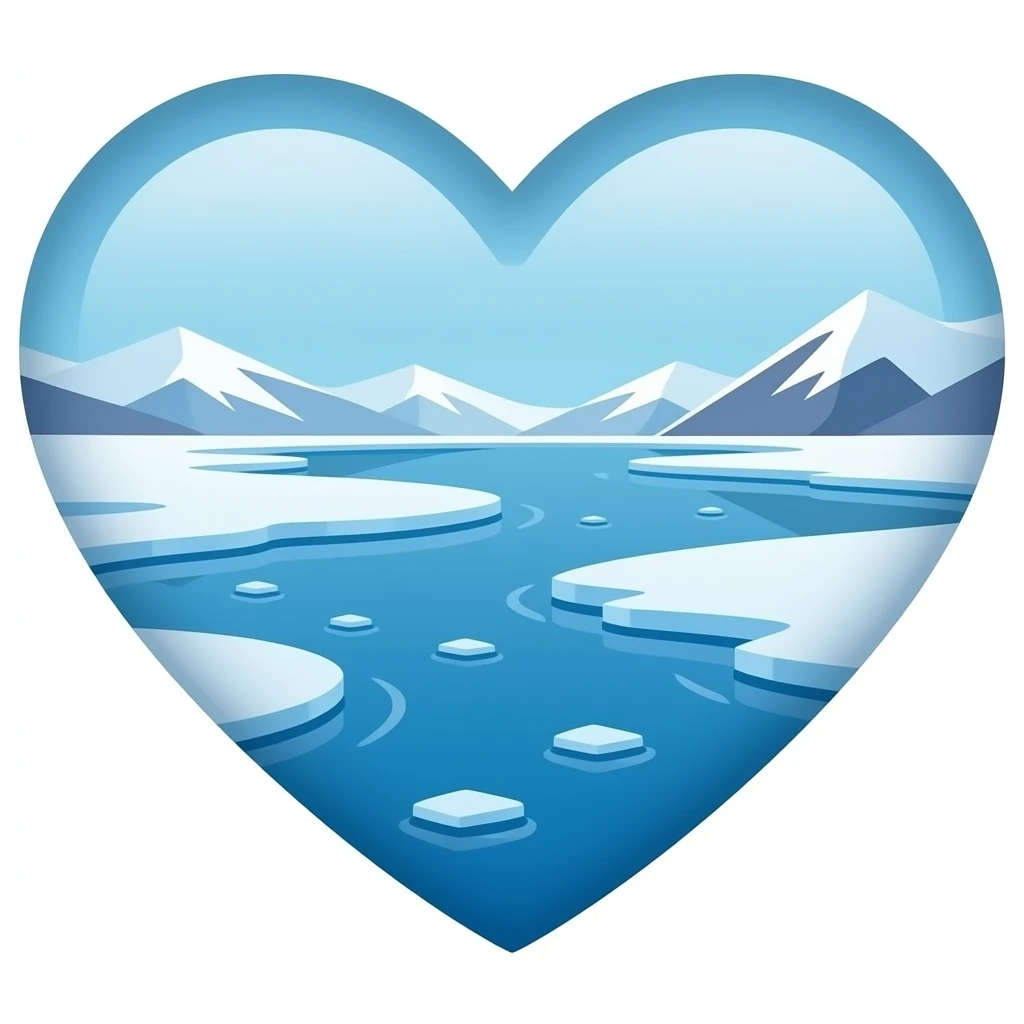 Сделай сердце из льда Байкала с ярким дизайном в стиле эмоджи emoji