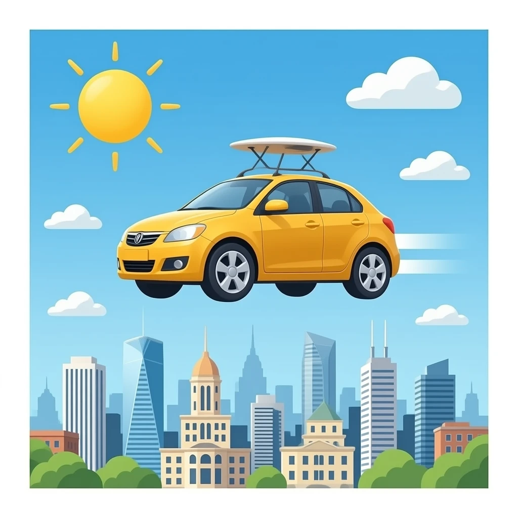 飛行車在城市空中行駛 emoji
