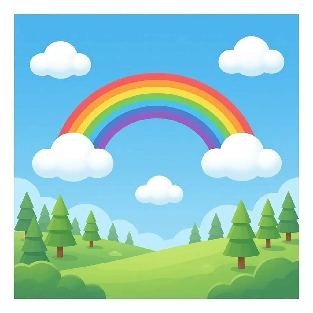 Пастельная радуга с облаками emoji