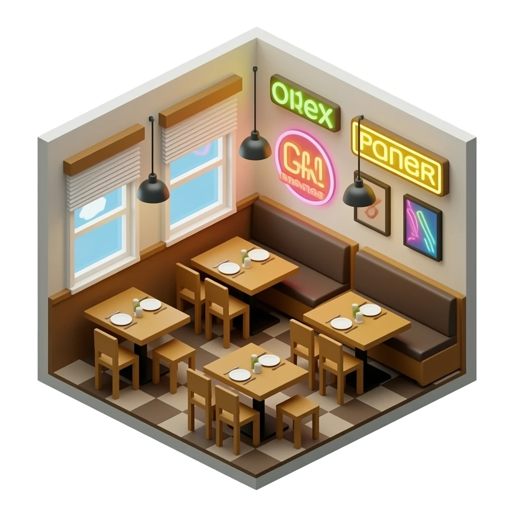 isometric thematic interior restaurant without background emoji