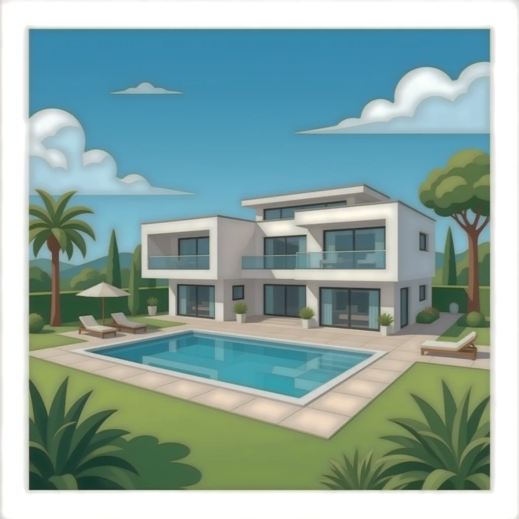 Modern giga villa with pool emoji