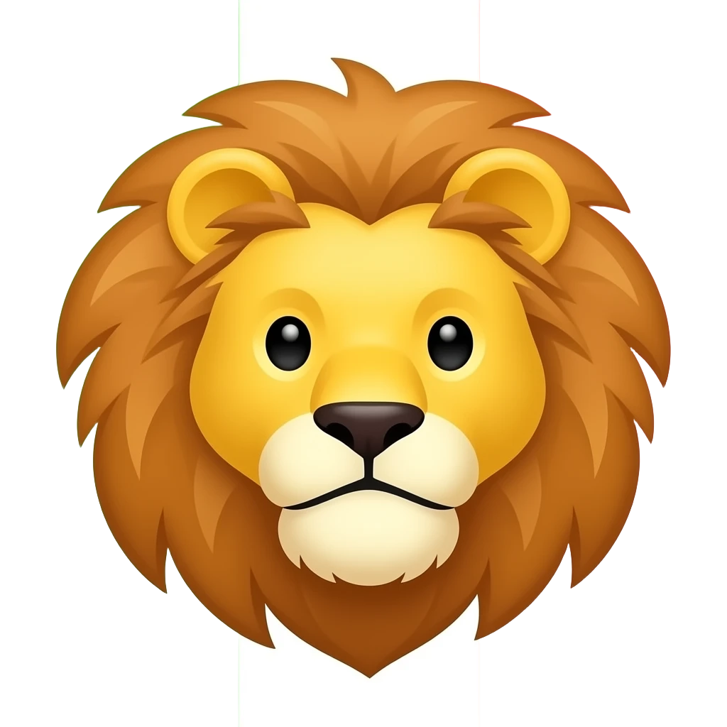ایموجی شیر و خورشید با پس زمینه ی سه رنگ سبز و سفید وقرمز emoji