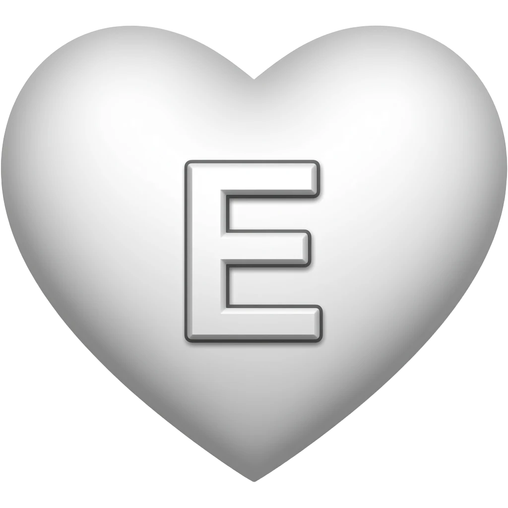 İçinde E yazan beyaz kalp emoji