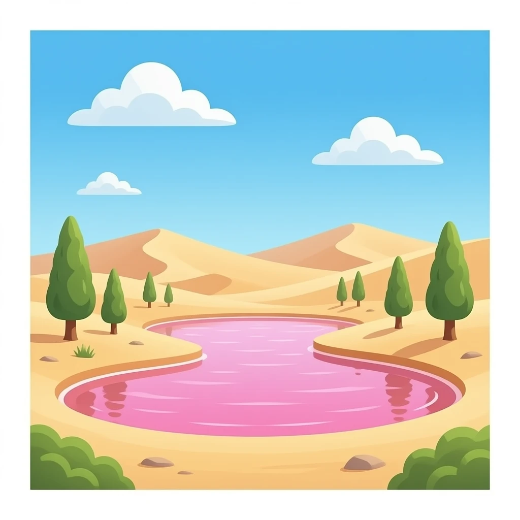 dunas de arena y agua rosada sin arboles emoji