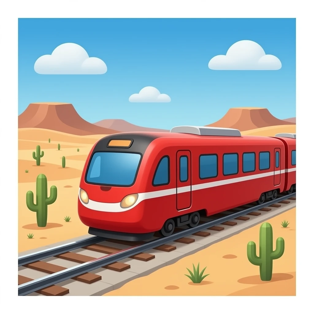 Apple emoji style red train with a tender on a train track dessert emoji