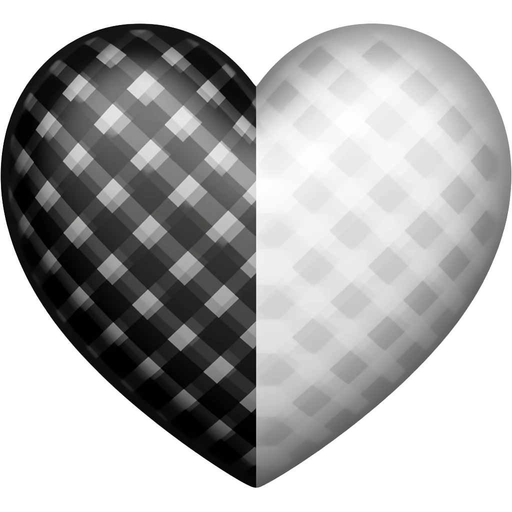 black and white colour mixed heart emoji