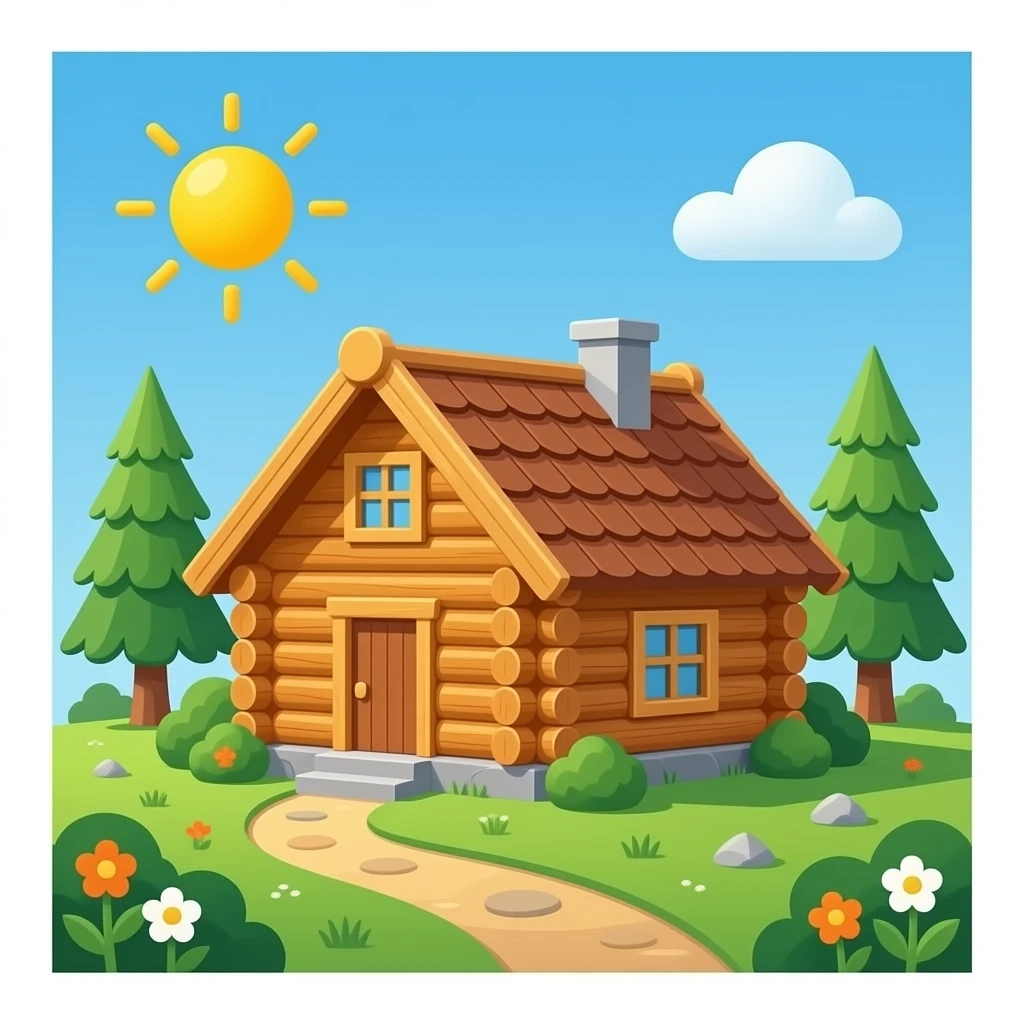 wood cottage house emoji