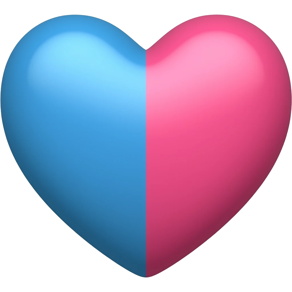 Un corazón mitad azul mitad rosa 💙🩷 emoji