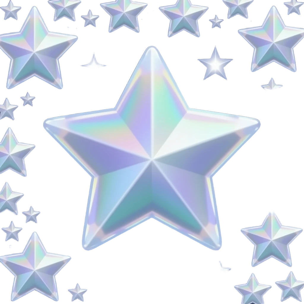 Shiny iridescent scented starry lit luminescent translucent diaphanous stars emoji
