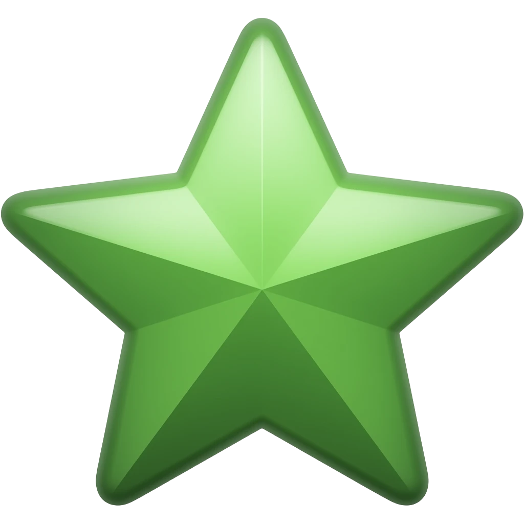 iOS emoji style, shooting green star with rounded corners emoji