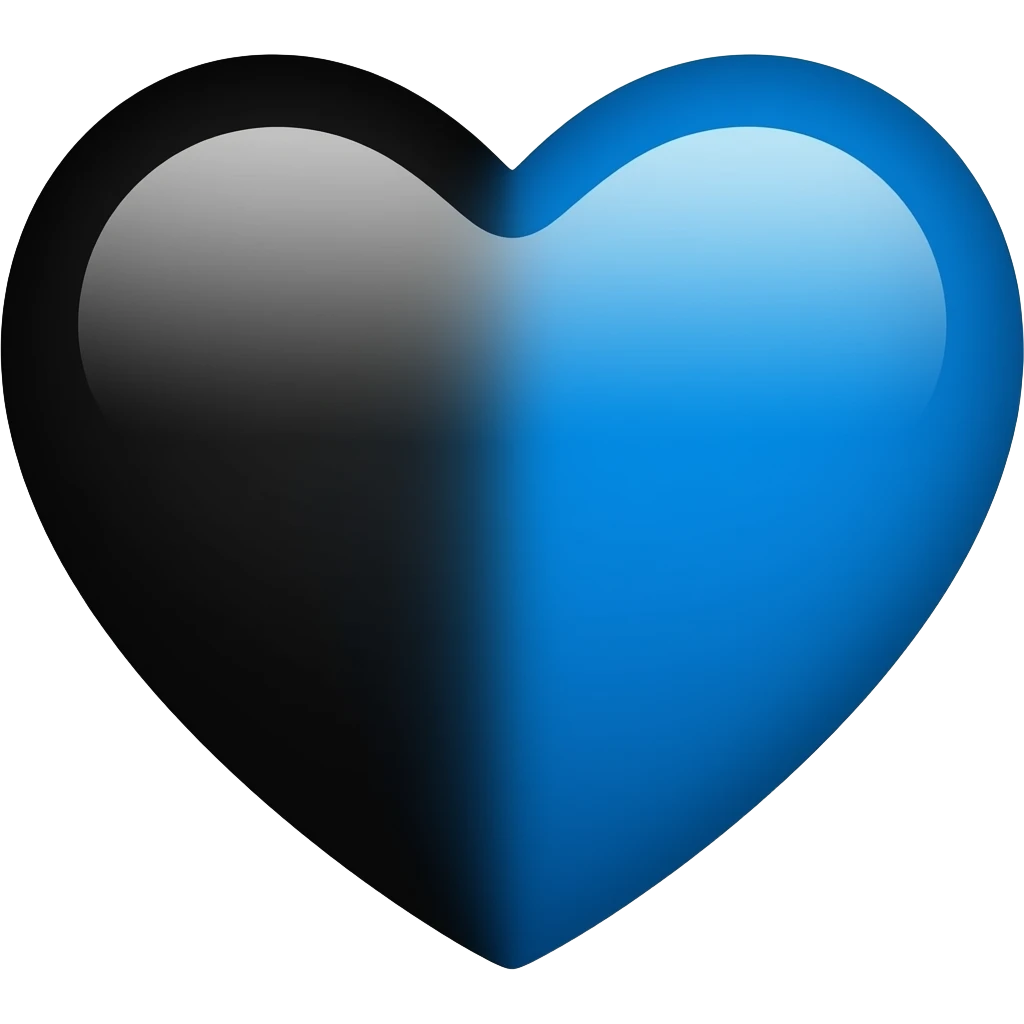 Half black and half blue heart emoji