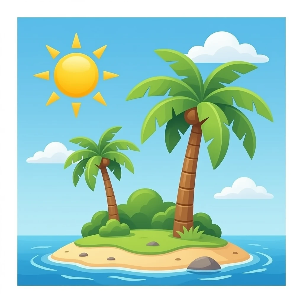 Lost island sun palm tree emoji