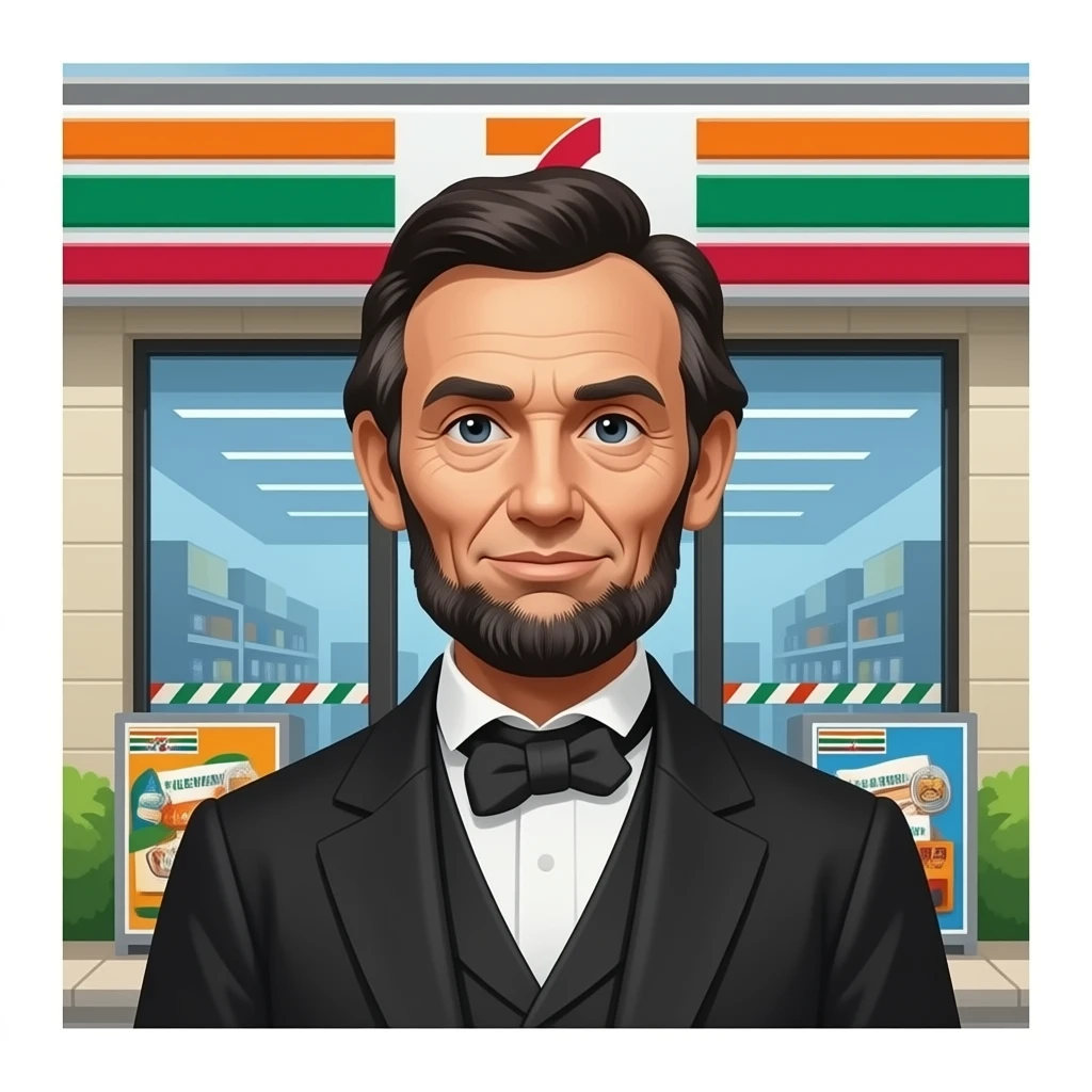 Abe Lincoln at 7 eleven emoji