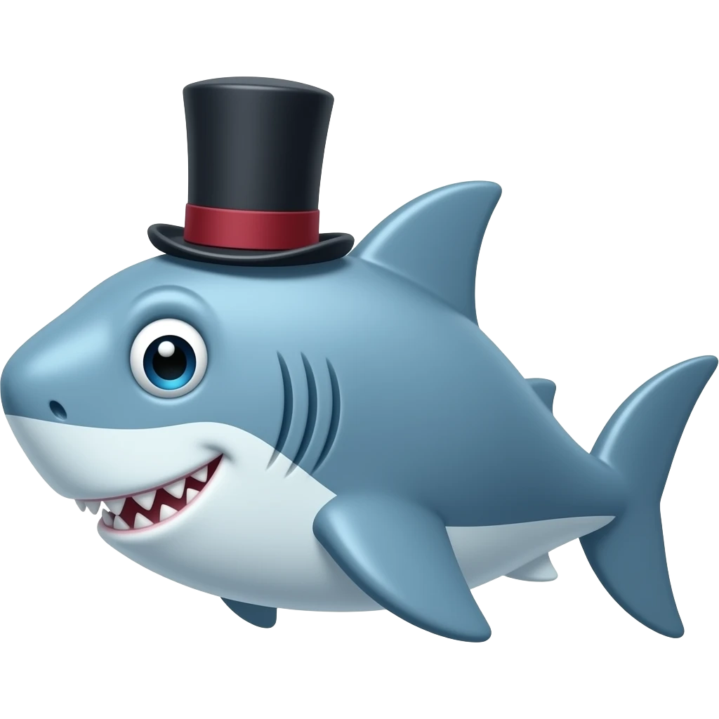 Shark with a top hat emoji