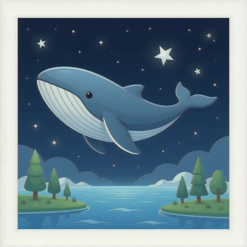 Espacio exterior con una ballena volando emoji