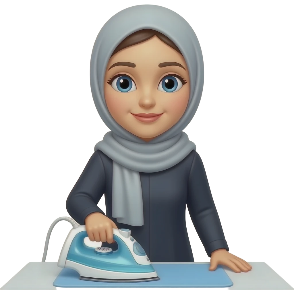 Hijabi female Ironing emoji