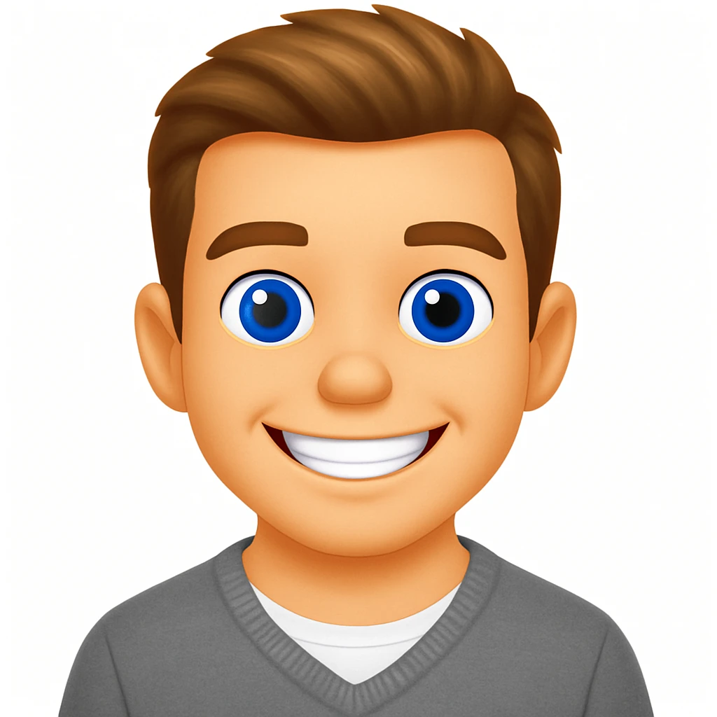 turn the second man in emoji style of the 1st image, match the facial features and clothes emoji