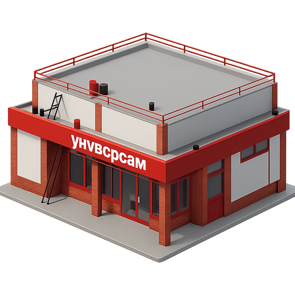 Изометрическая модель здания российского супермаркета, прозрачный фон emoji