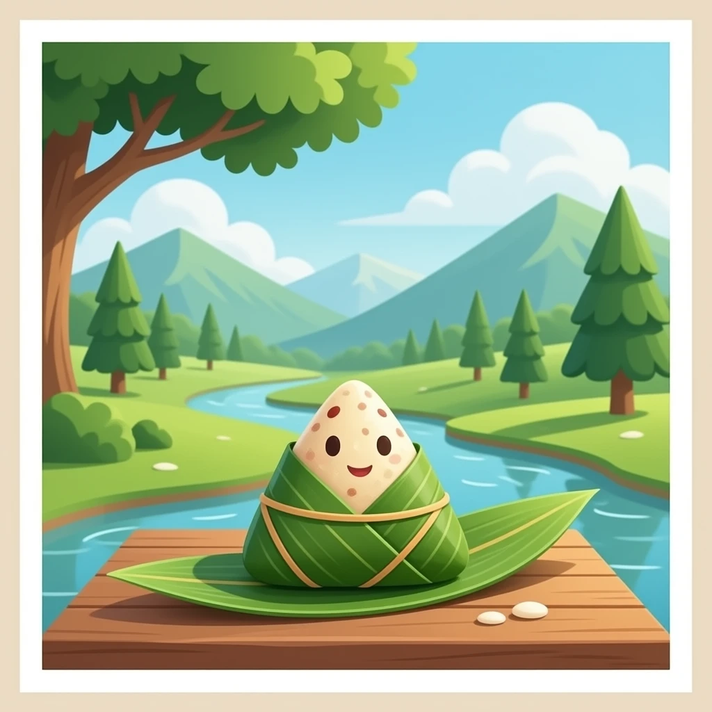 zhongzi 粽子 workshop with one beige background emoji