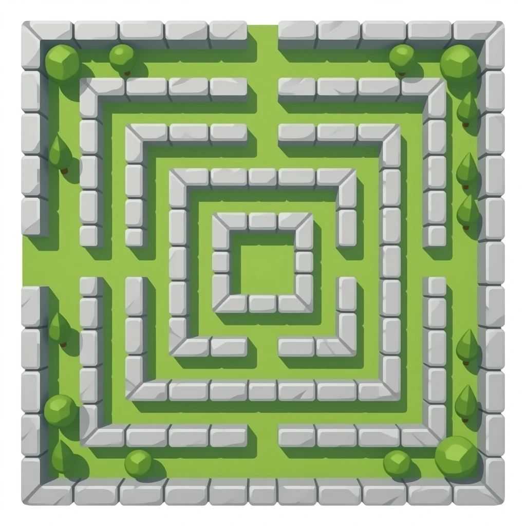 Rectangle app stone labyrinth, top down emoji