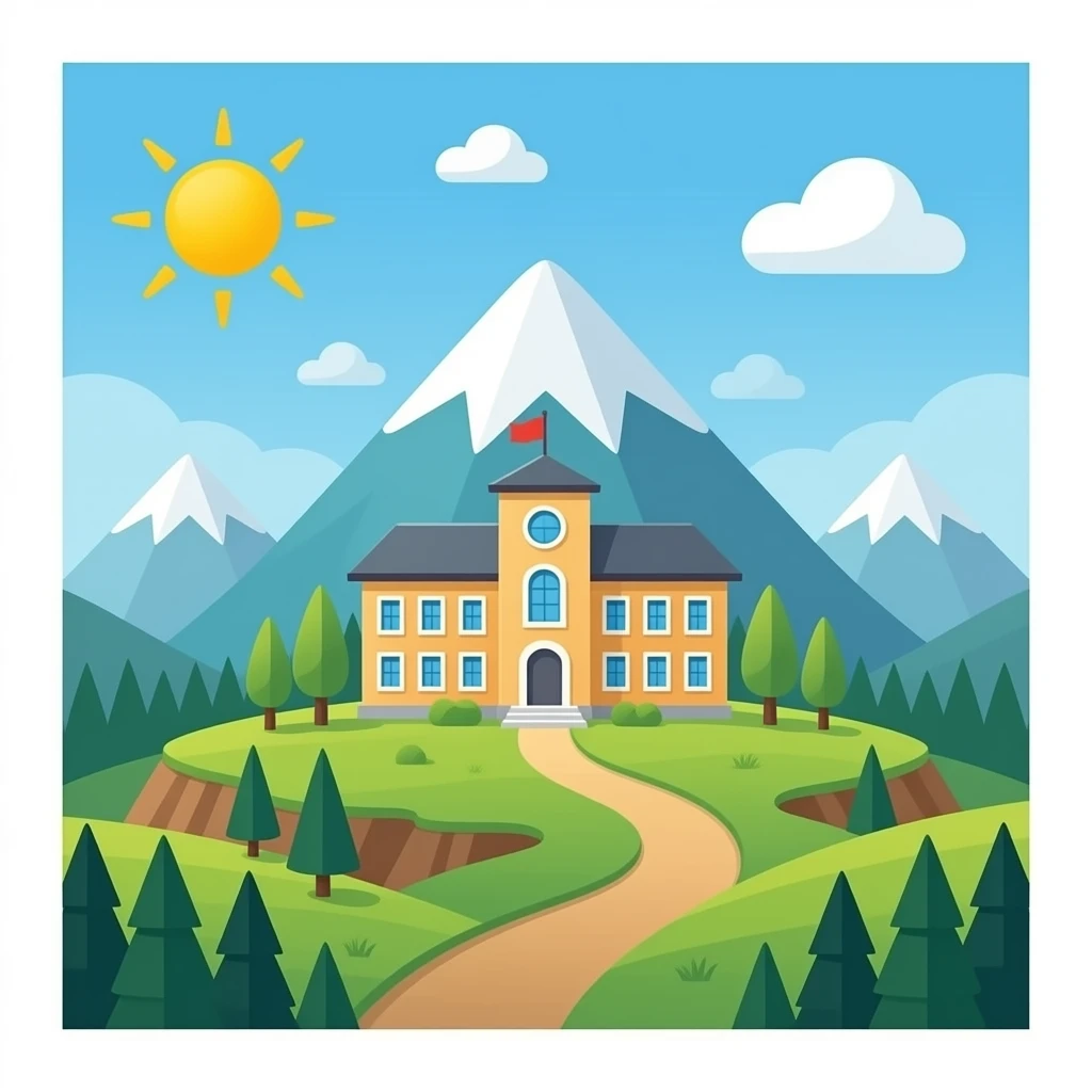 escuela en la cima de un montaña emoji