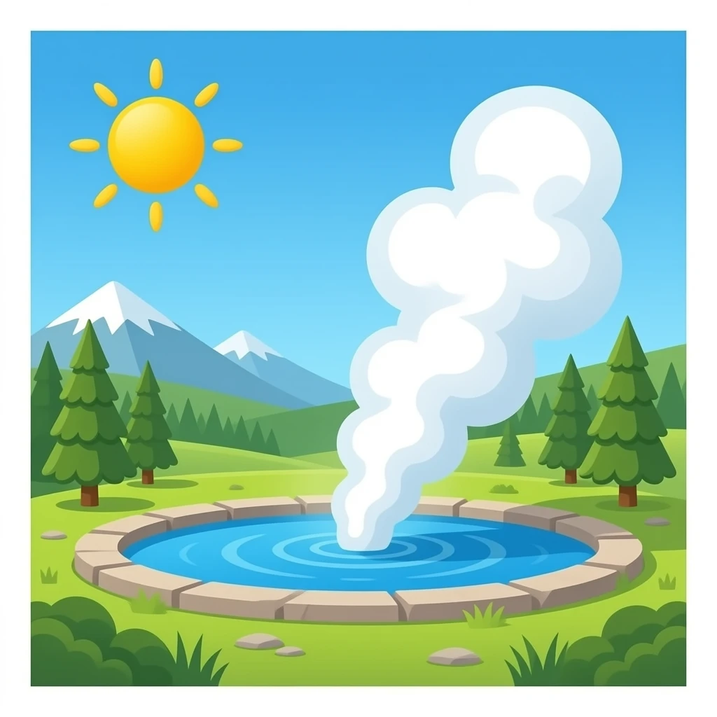 aguas termales en una postal emoji