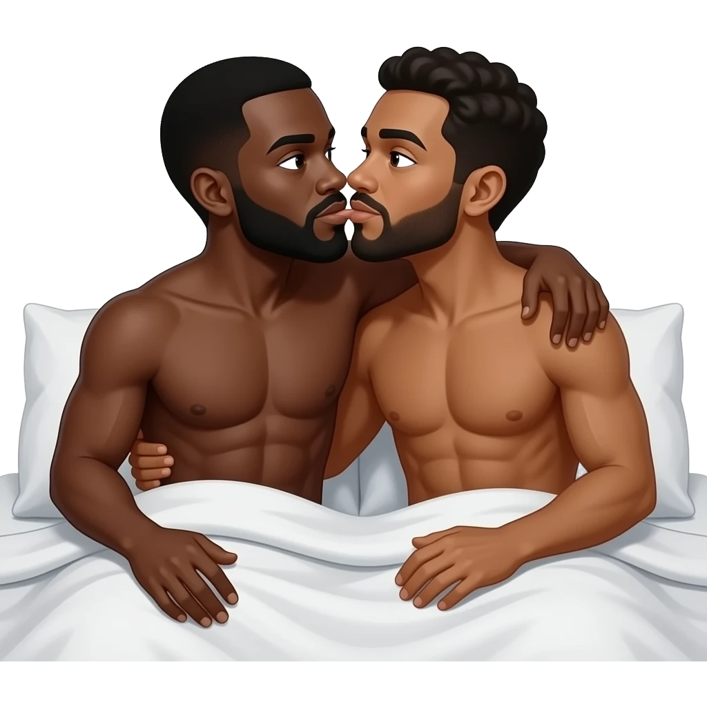 2  Black mans naked making sex into the bed emoji