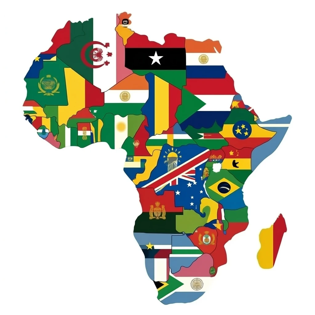 African Map With Flags In Countries emoji
