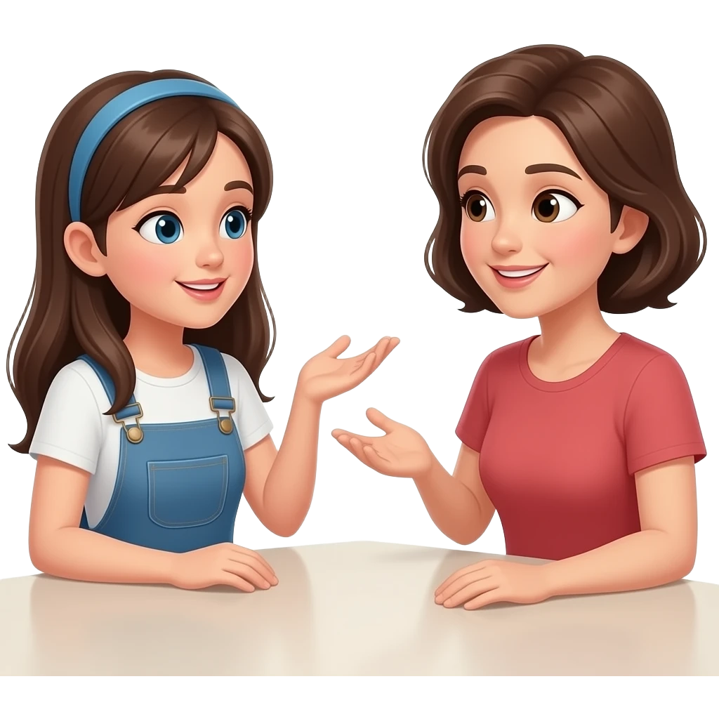 dialogue between a teenage girl and her mother at the table emoji