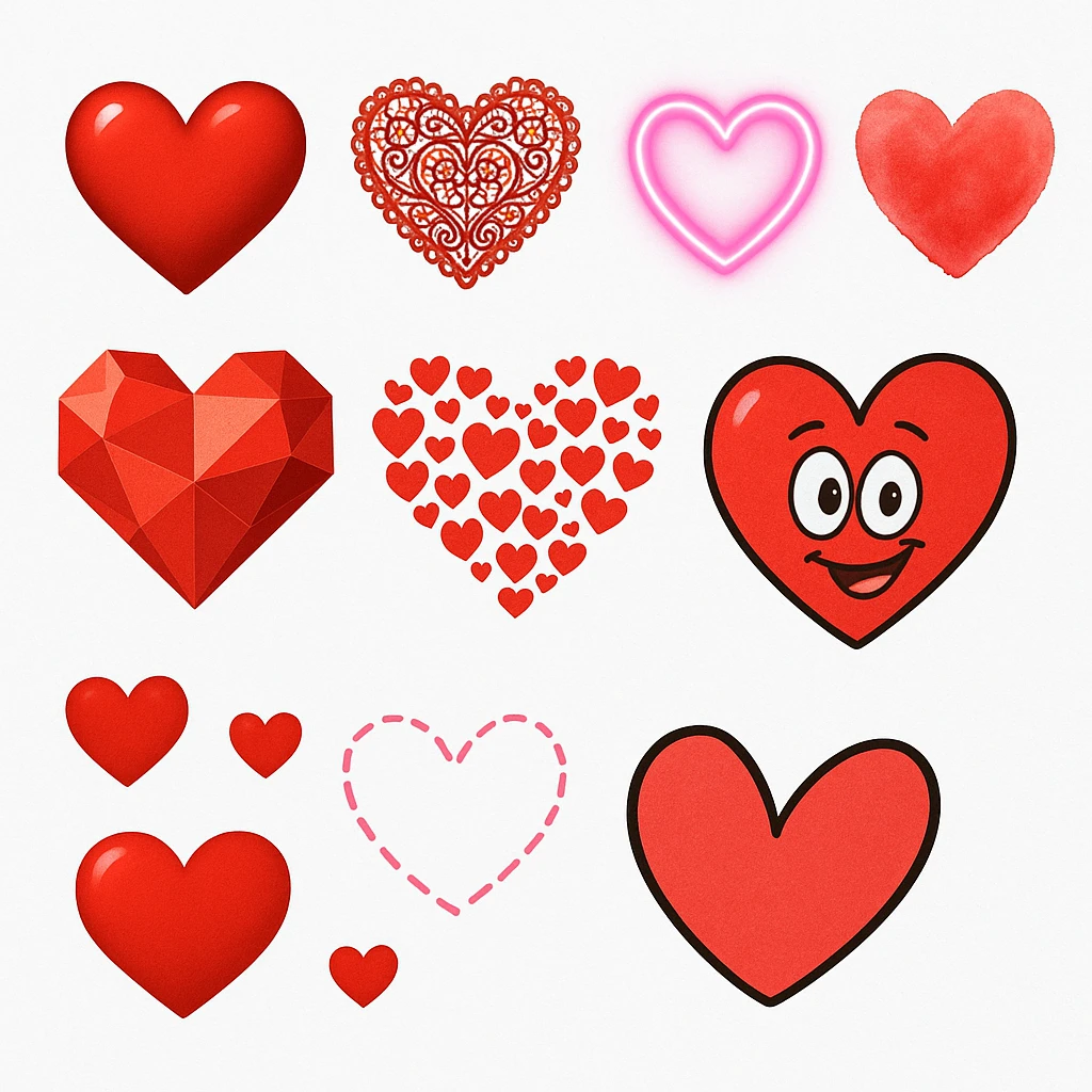 show more heart style emoji