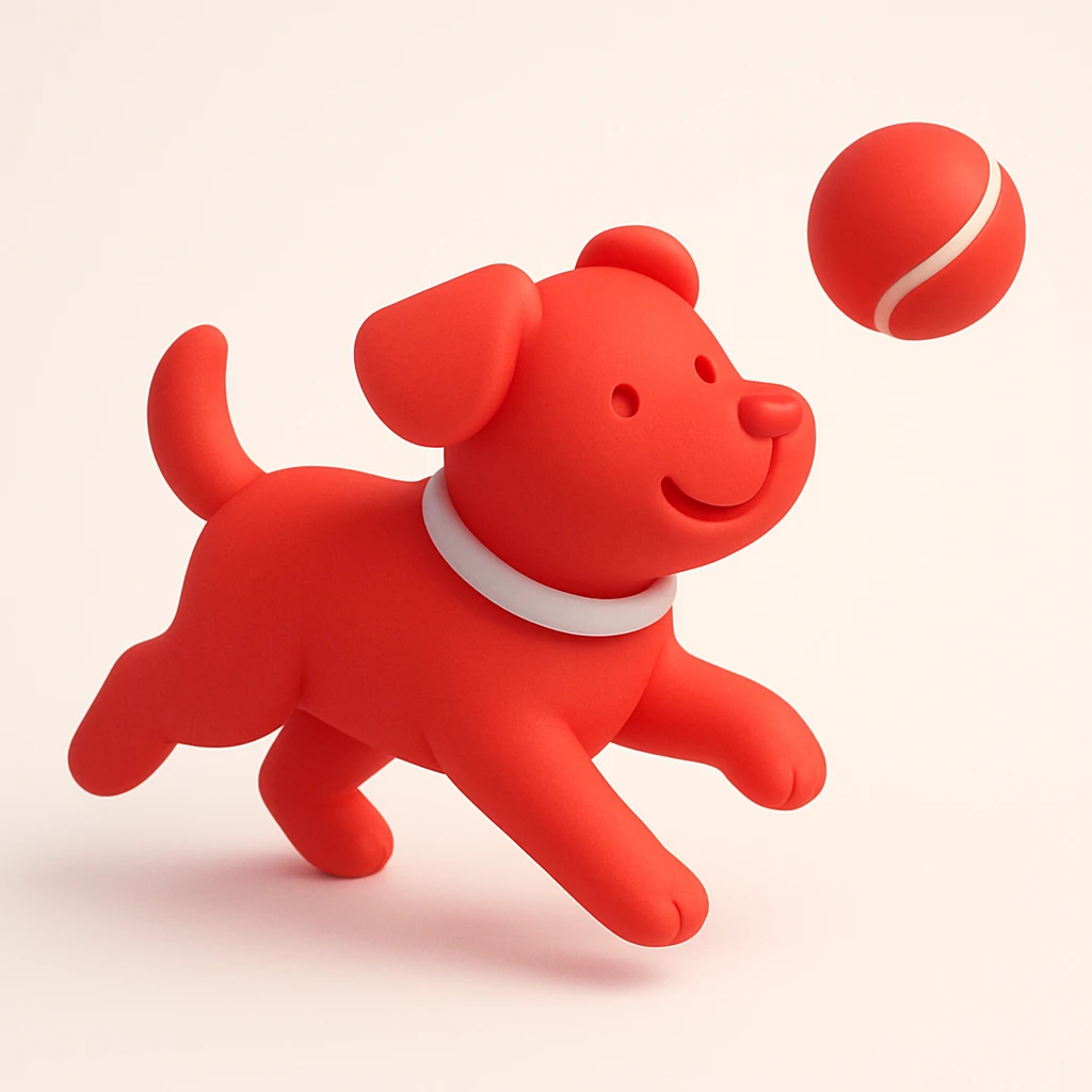happy dog running after ball emoji