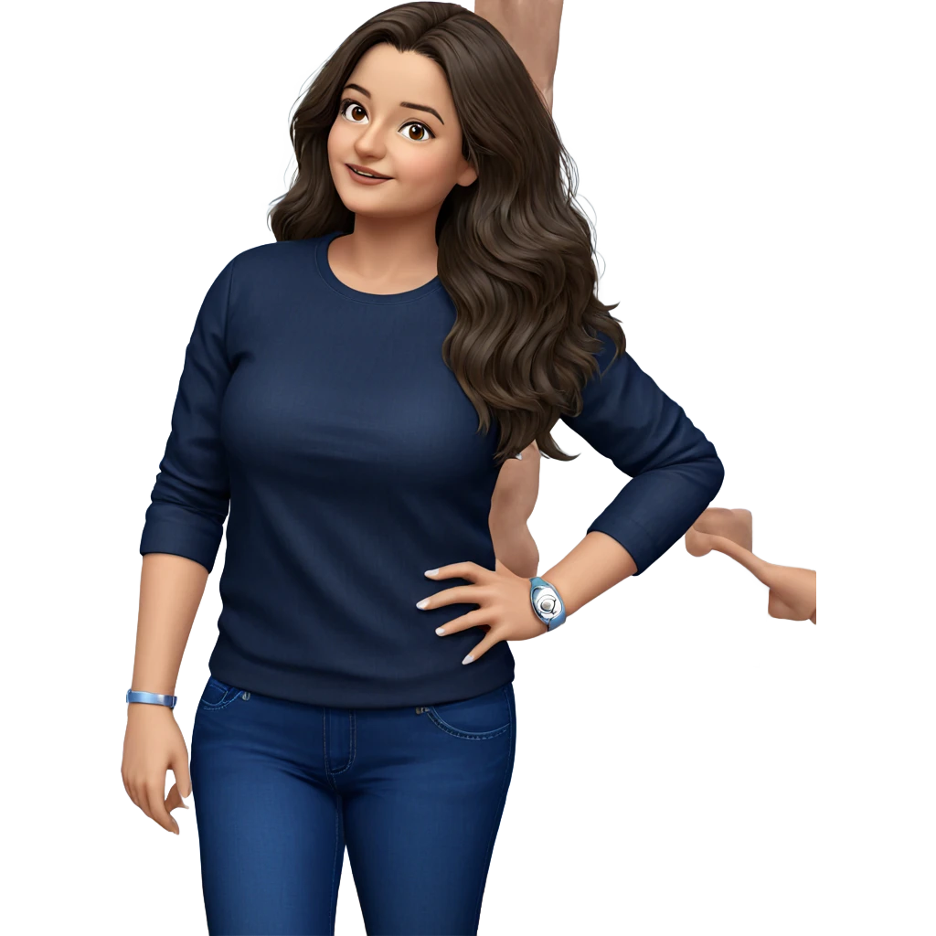 confident girl in denim outfit emoji