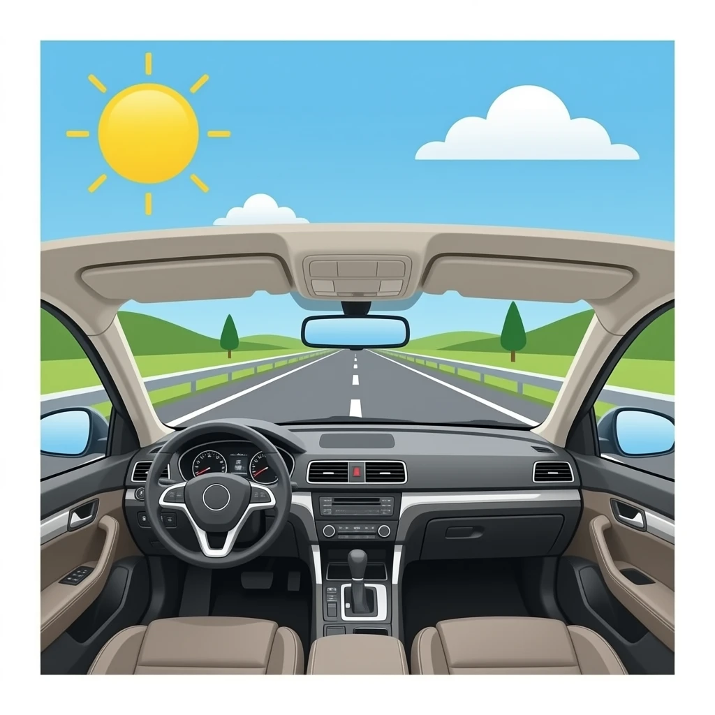 Car interior in a highway emoji