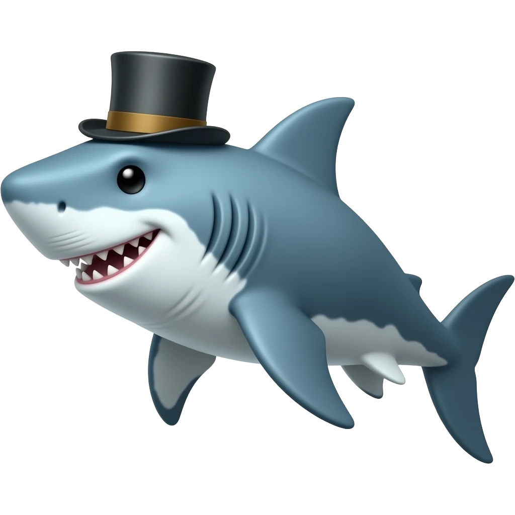 Shark with a top hat emoji