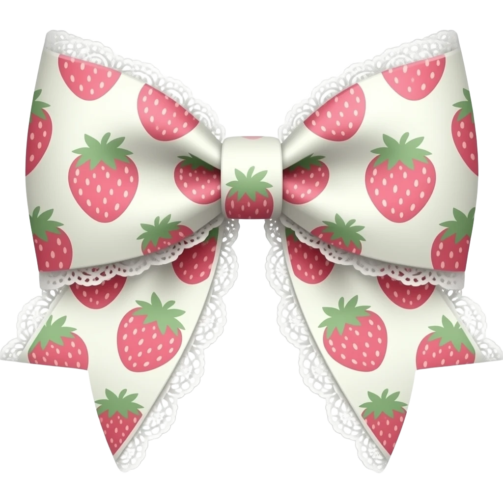pattern strawberry light pink & light green on bow lace coquette bow emoji