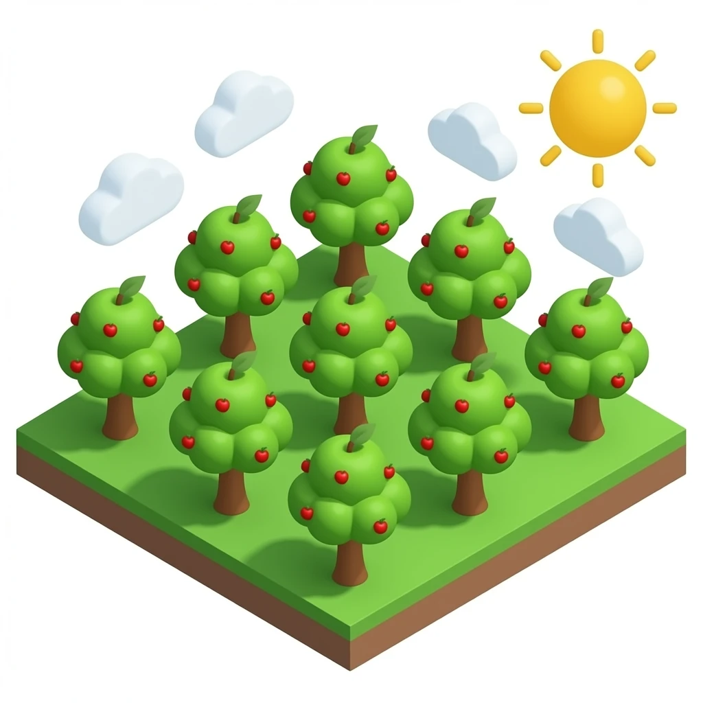 isometric apple trees emoji