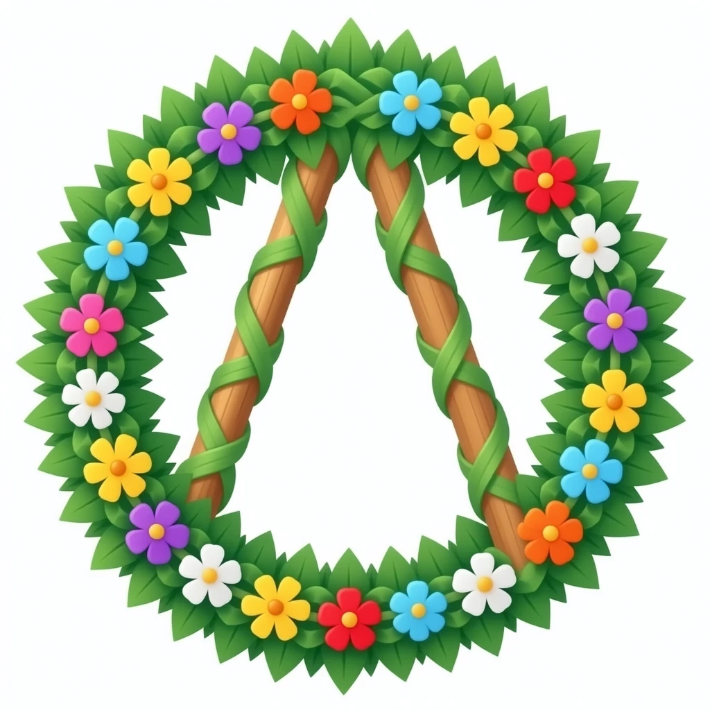 maypole midsummer fully green leaves two rings multicolour flowers emoji