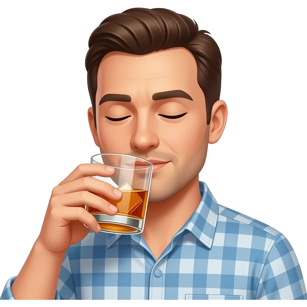 Sleepy bourbon drinking guy emoji