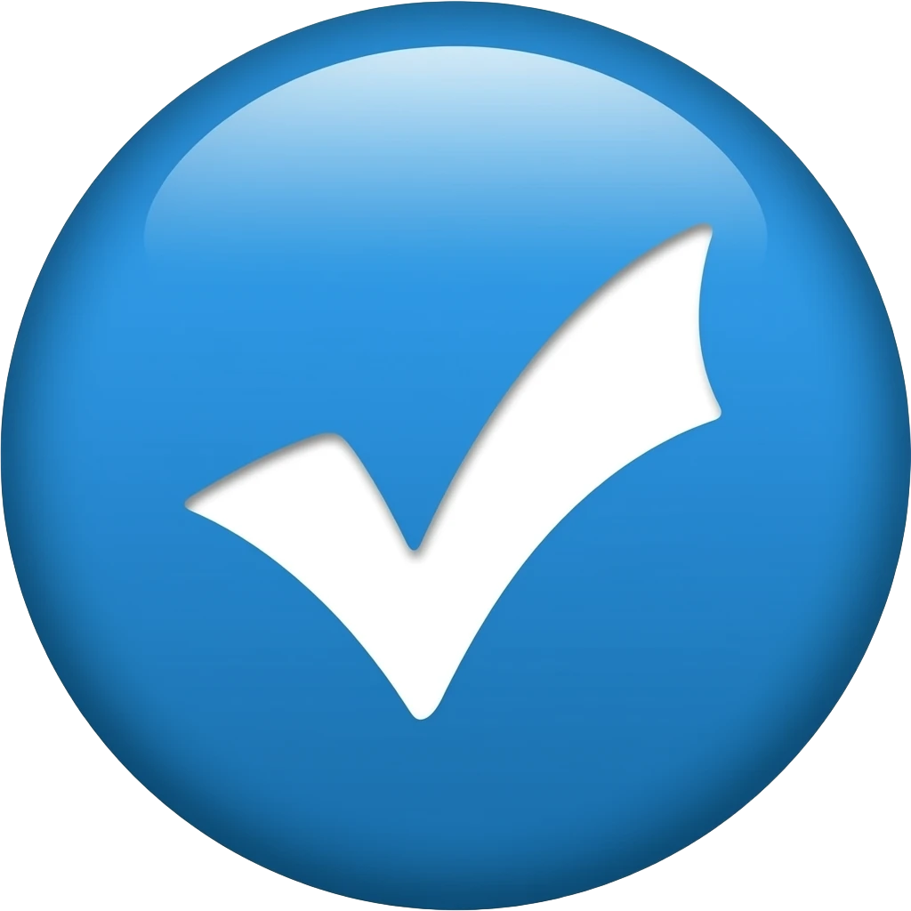 Chec de verificado circular y celeste y el chec dentro en color blanco emoji