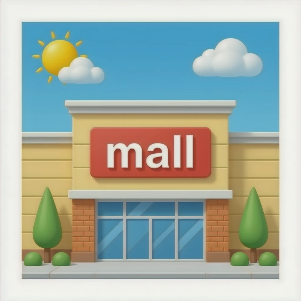 mall building  with signed "mall" emoji