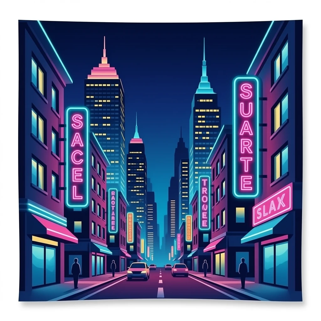 Neon Signs in 80s city emoji