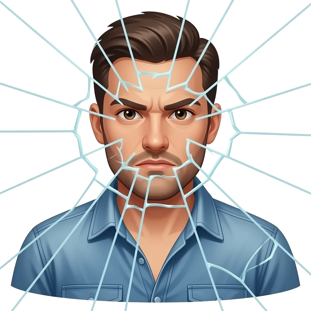 Some way of indicating the term, "shifting their paradigm" with maybe a less clean-cut guy looking through a shattered window, wearing an open-neck denim shirt. emoji