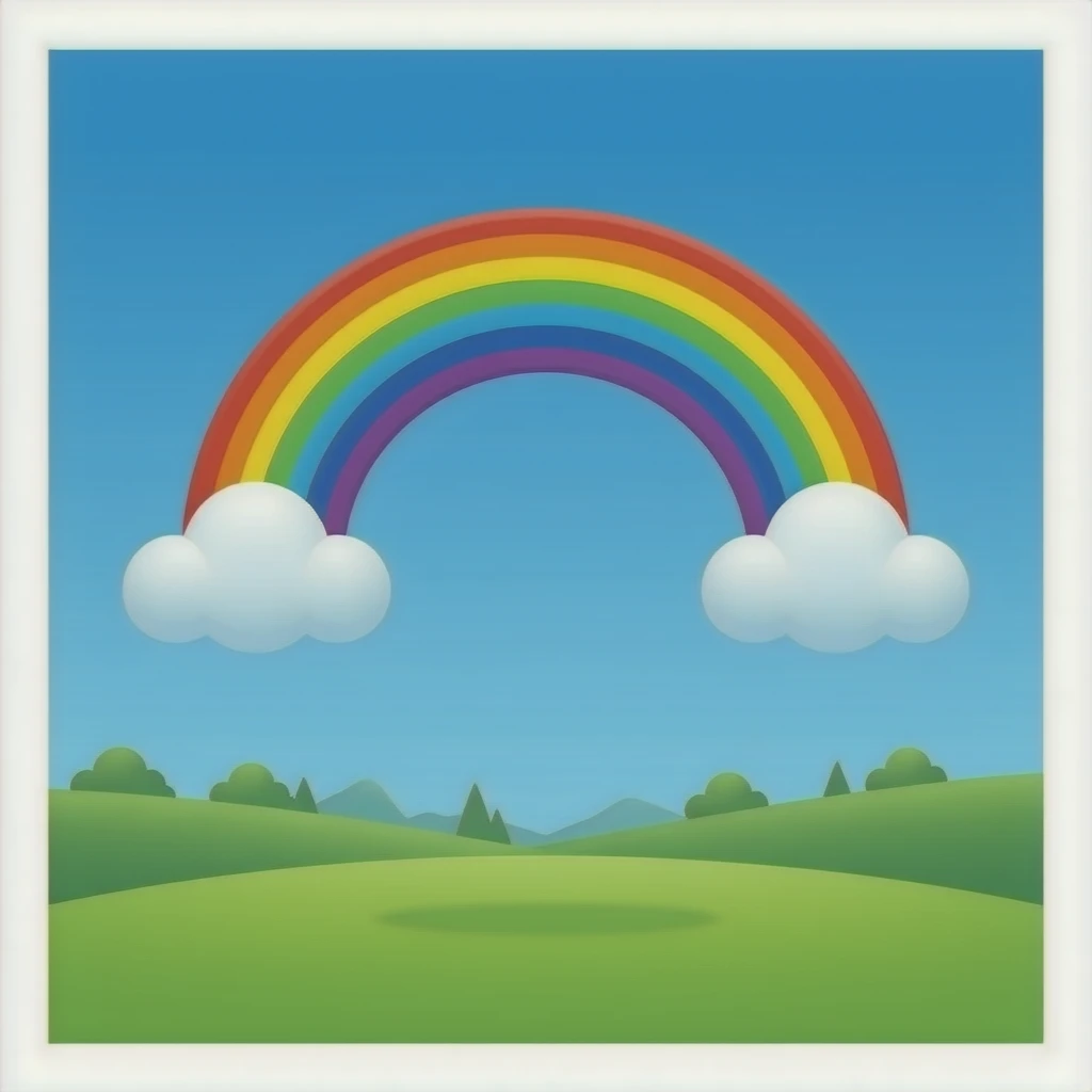 Rainbow among two clouds (one behind the other in front) emoji